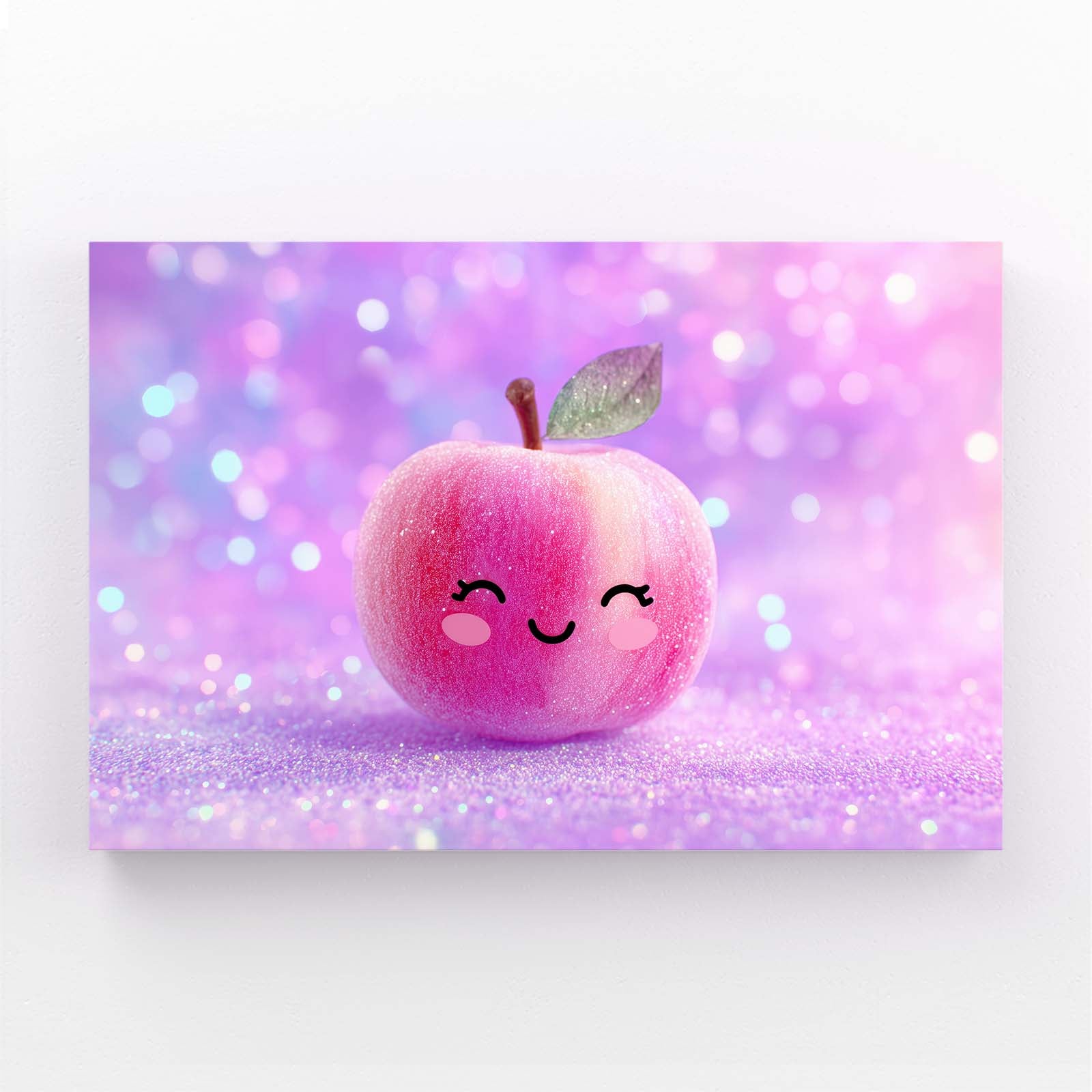 Kawaii Glitter Pink Apple Canvas – kawaii glitter pink apple canvas print