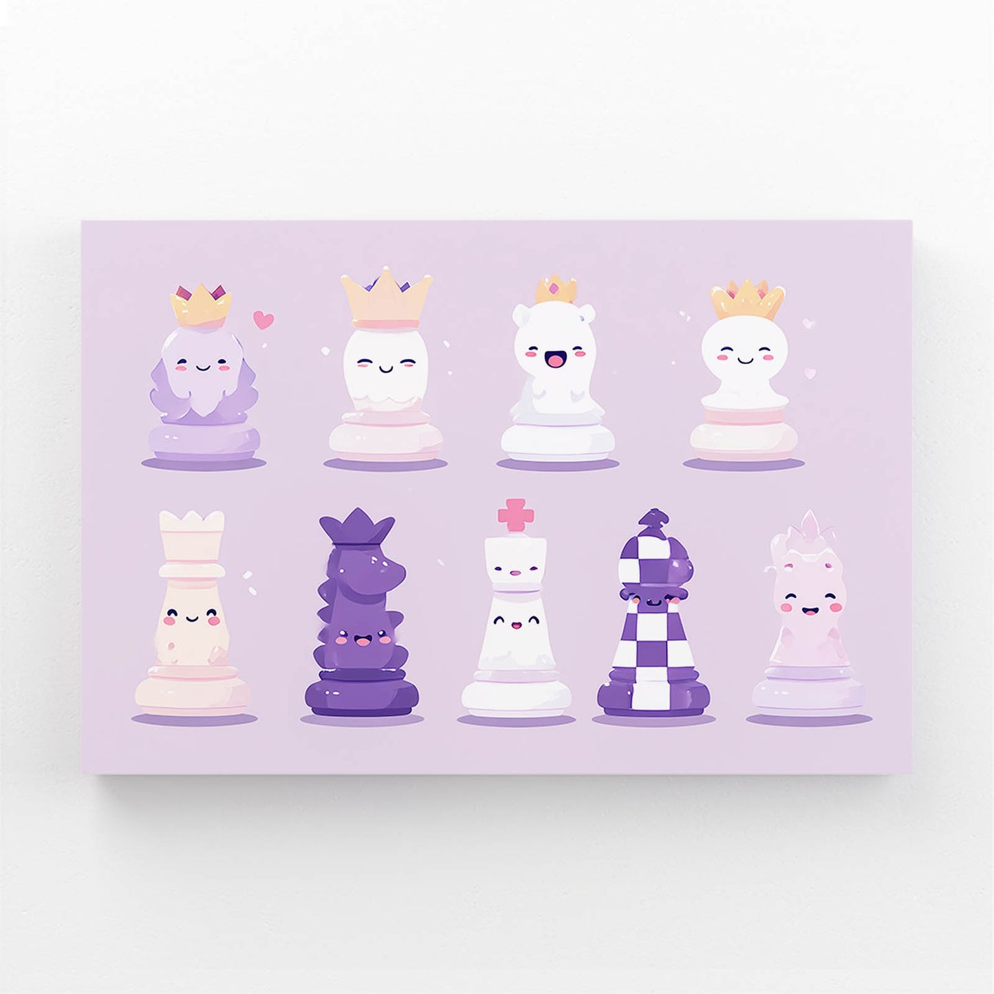 Kawaii Pastel Pieces Chess Wall Art – kawaii pastel pieces chess canvas print