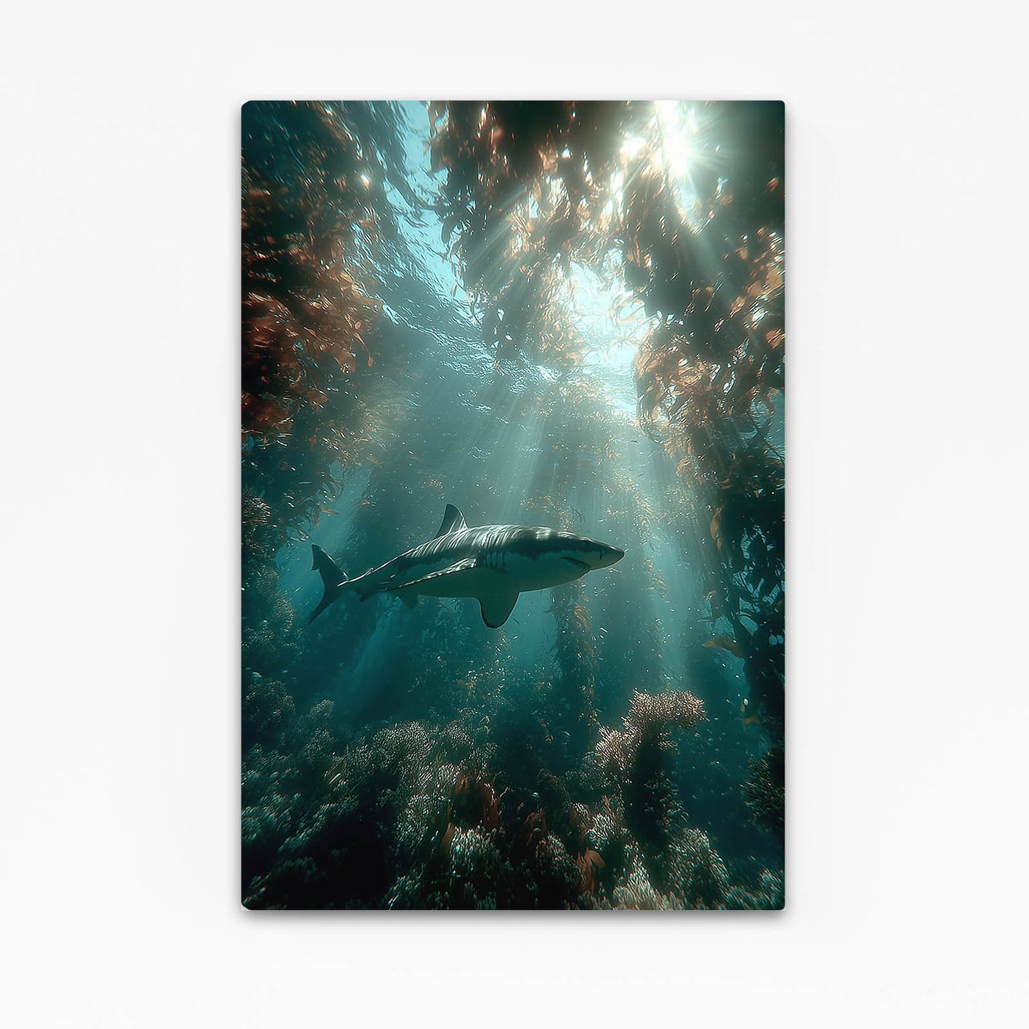 Kelp Forest Light Shark Art – kelp forest light shark canvas print