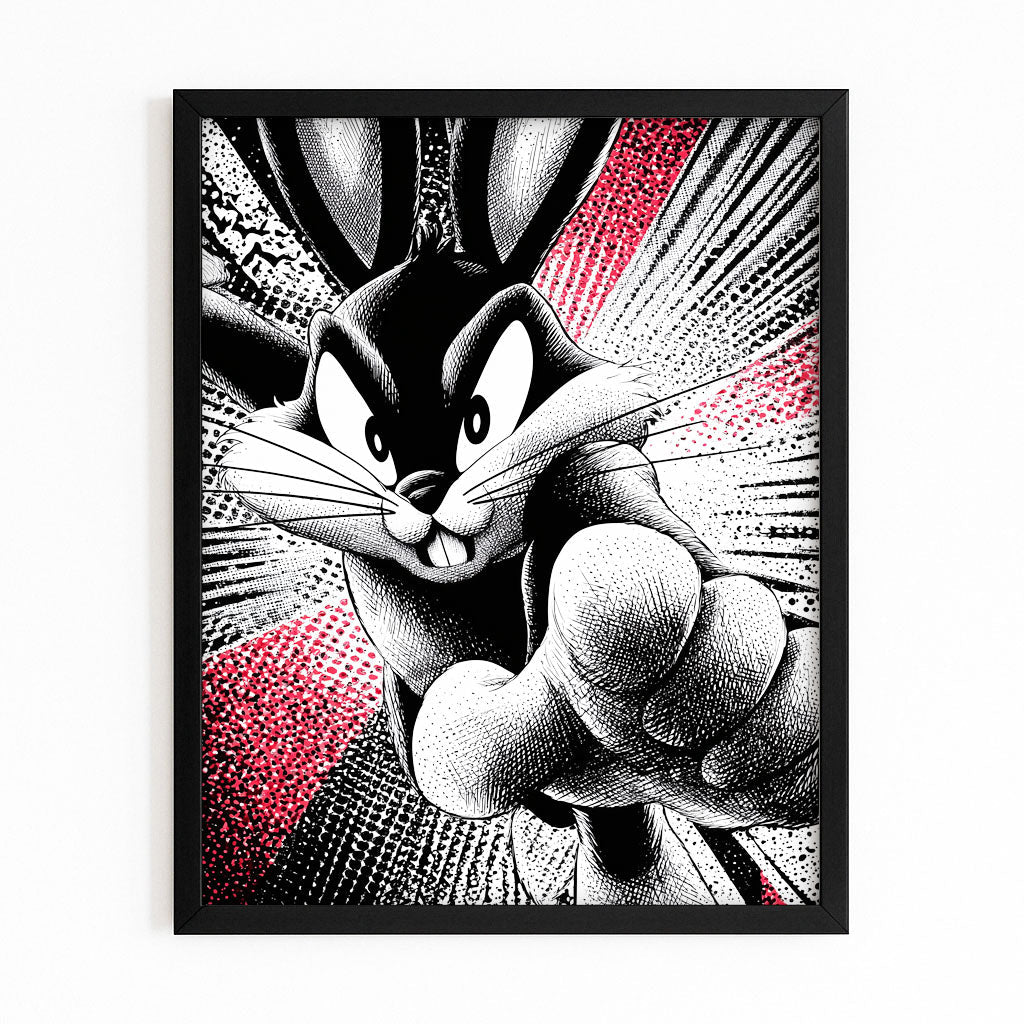Kids Bunny Canvas – with Premium Black frame on white background