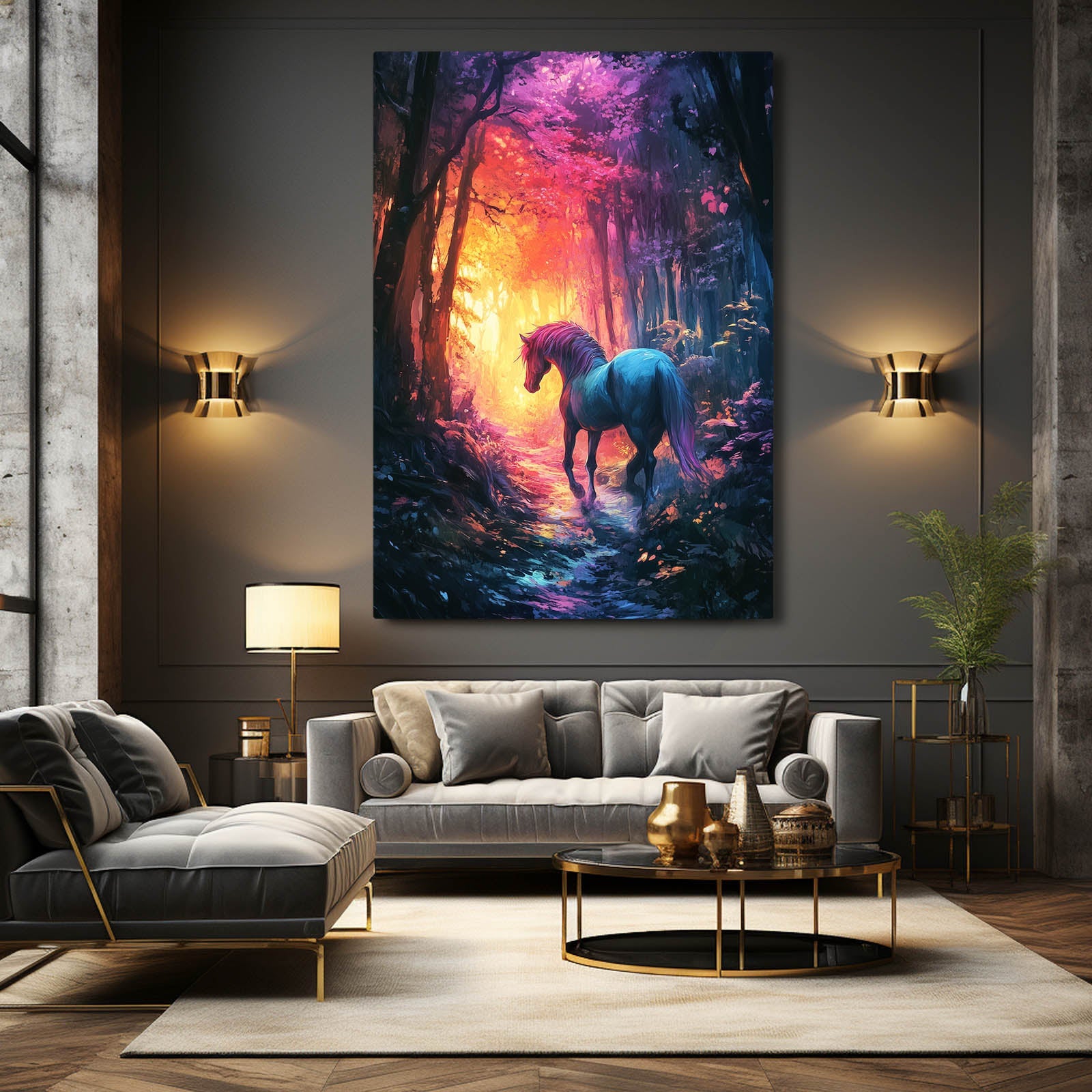 Kids Horse Prints – angled canvas view on white background
