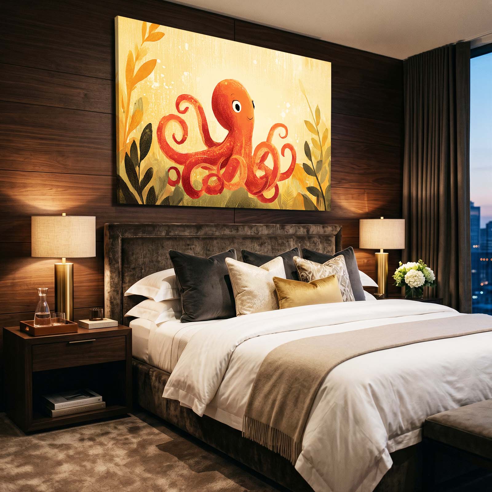 Kids Kelp Garden Octopus Prints – styled in a furnished interior
