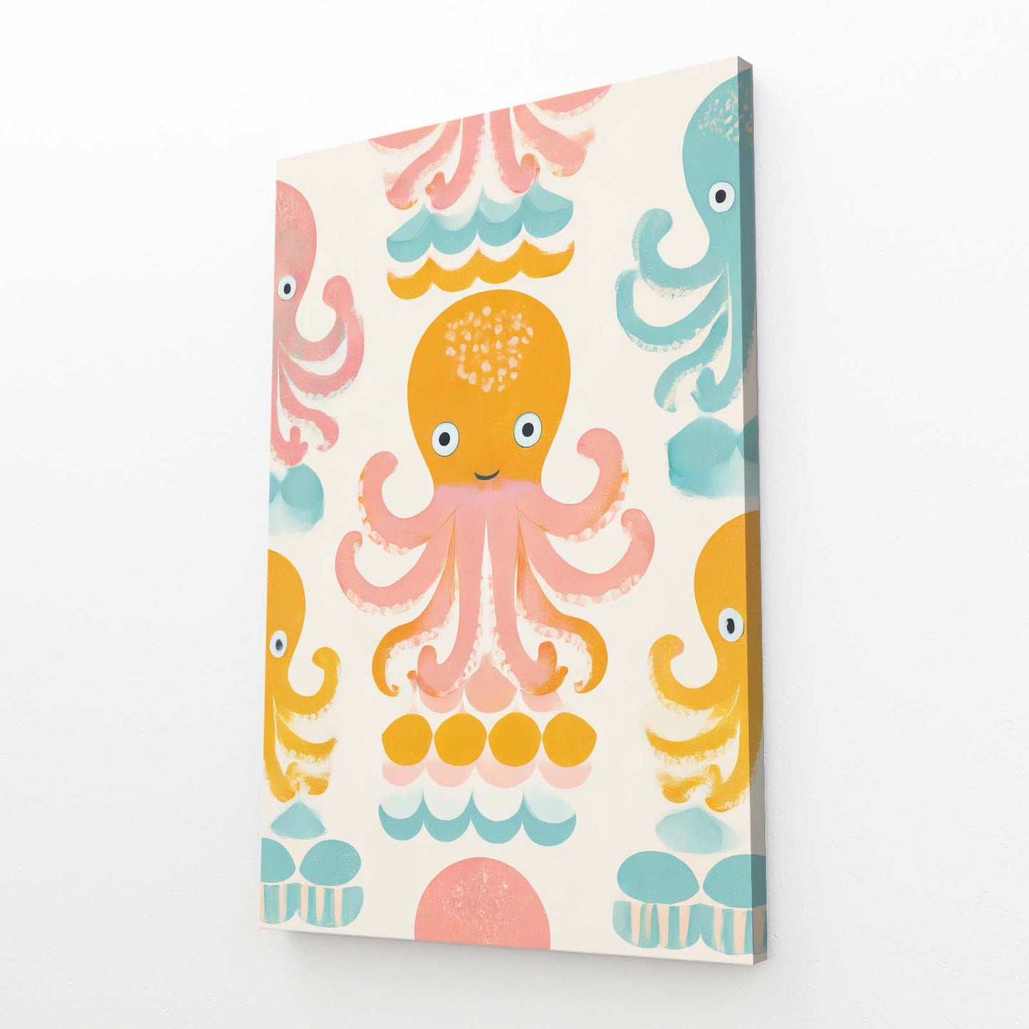 Kids Pattern Play Octopus Wall Decor – angled canvas view on white background