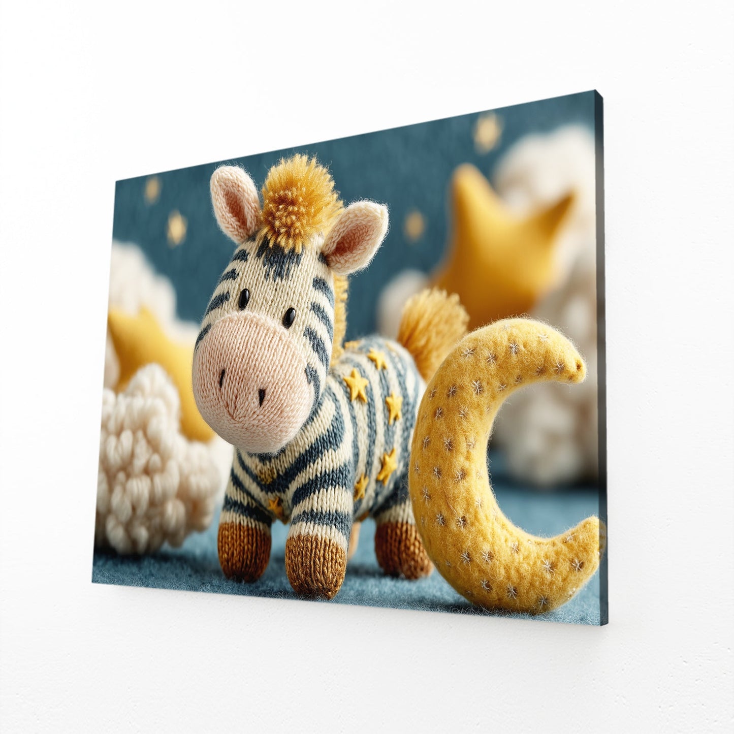 Kids Zebra Art – angled canvas view on white background