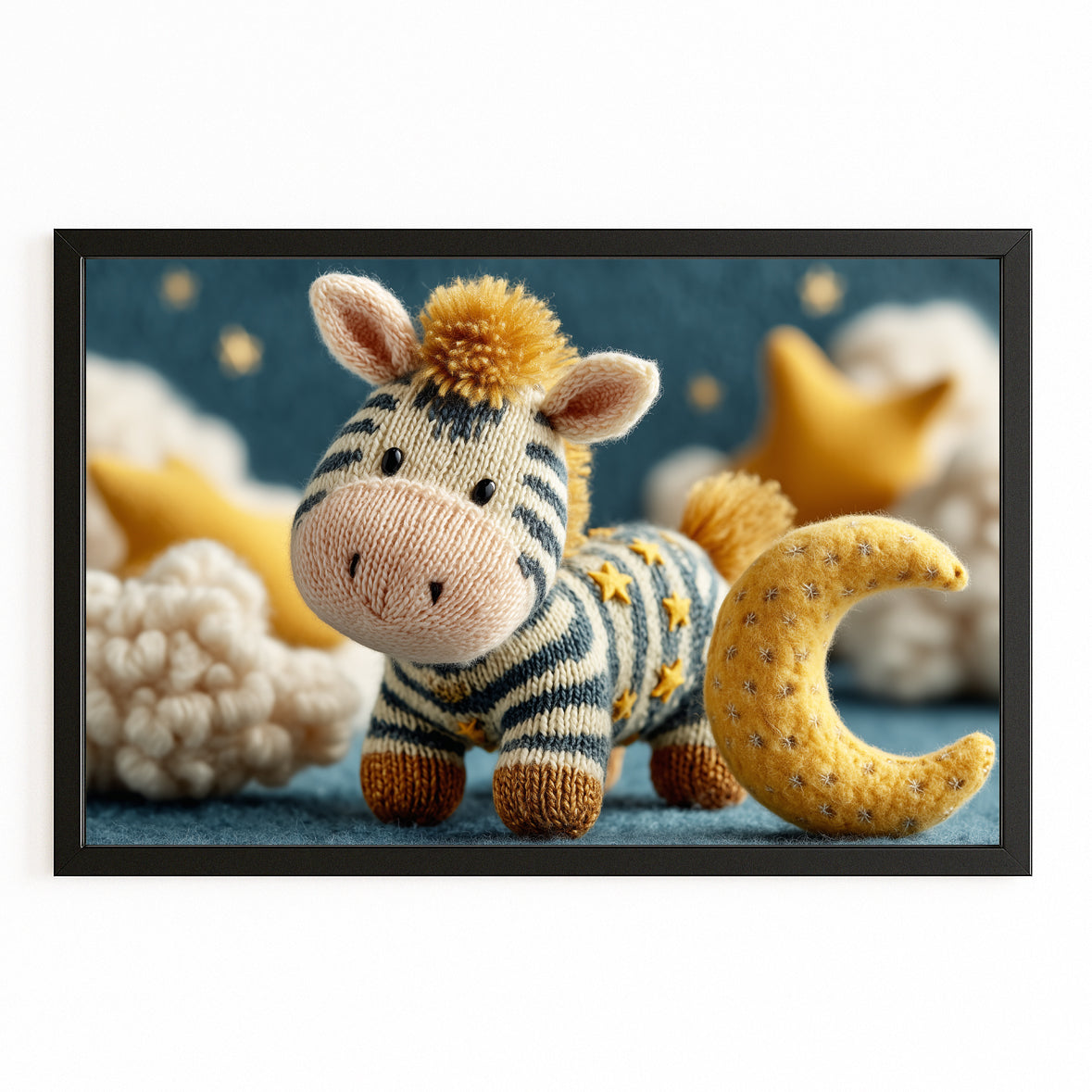 Kids Zebra Art – with Premium Black frame on white background