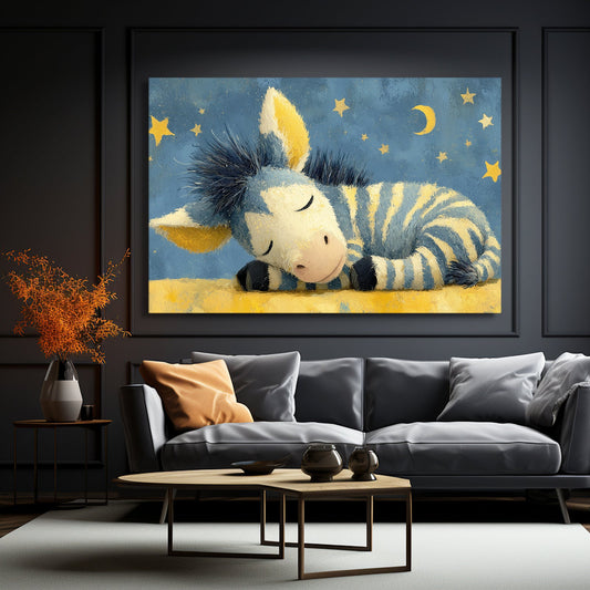 Kids Zebra Artwork – styled in a furnished interior
