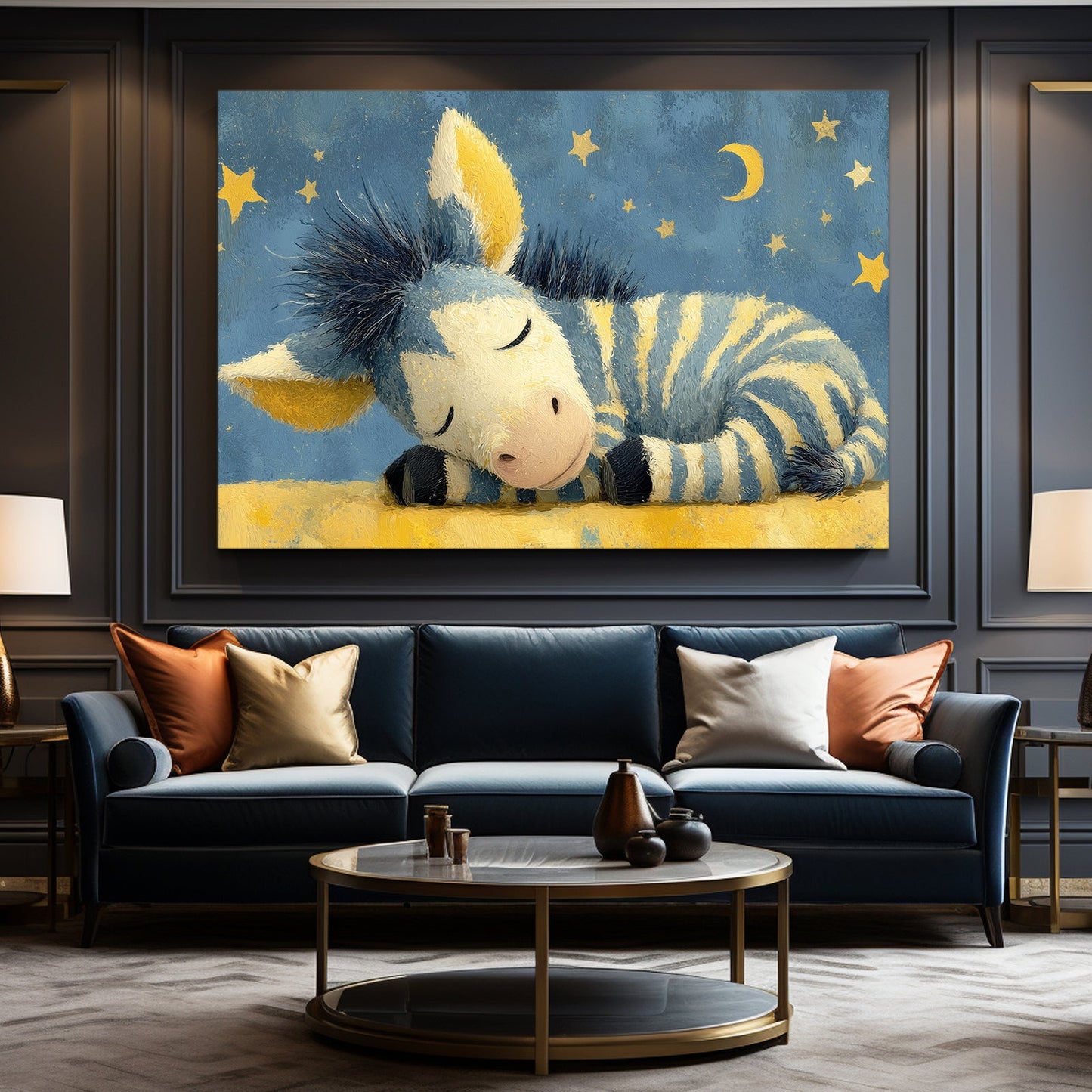 Kids Zebra Artwork – styled in a furnished interior
