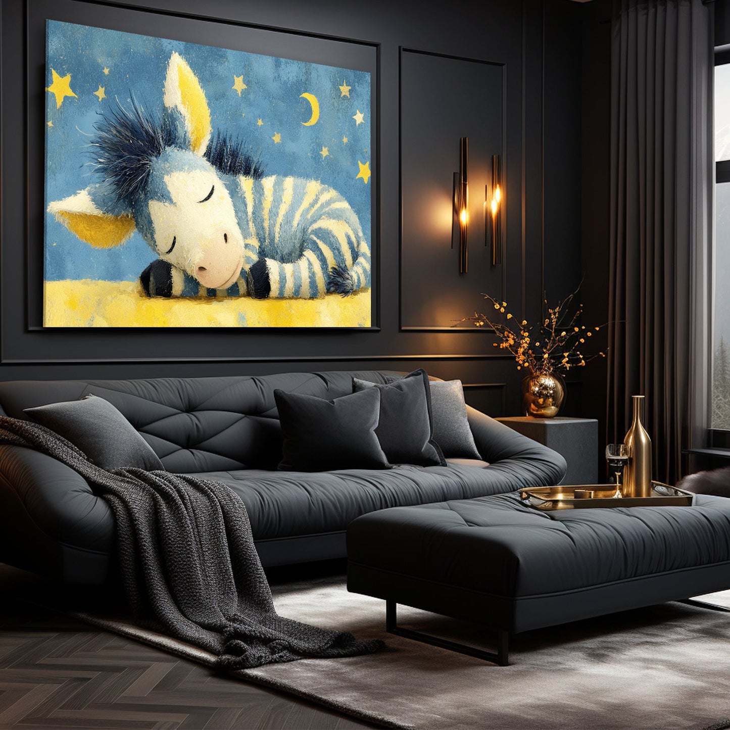 Kids Zebra Artwork – styled in a furnished interior