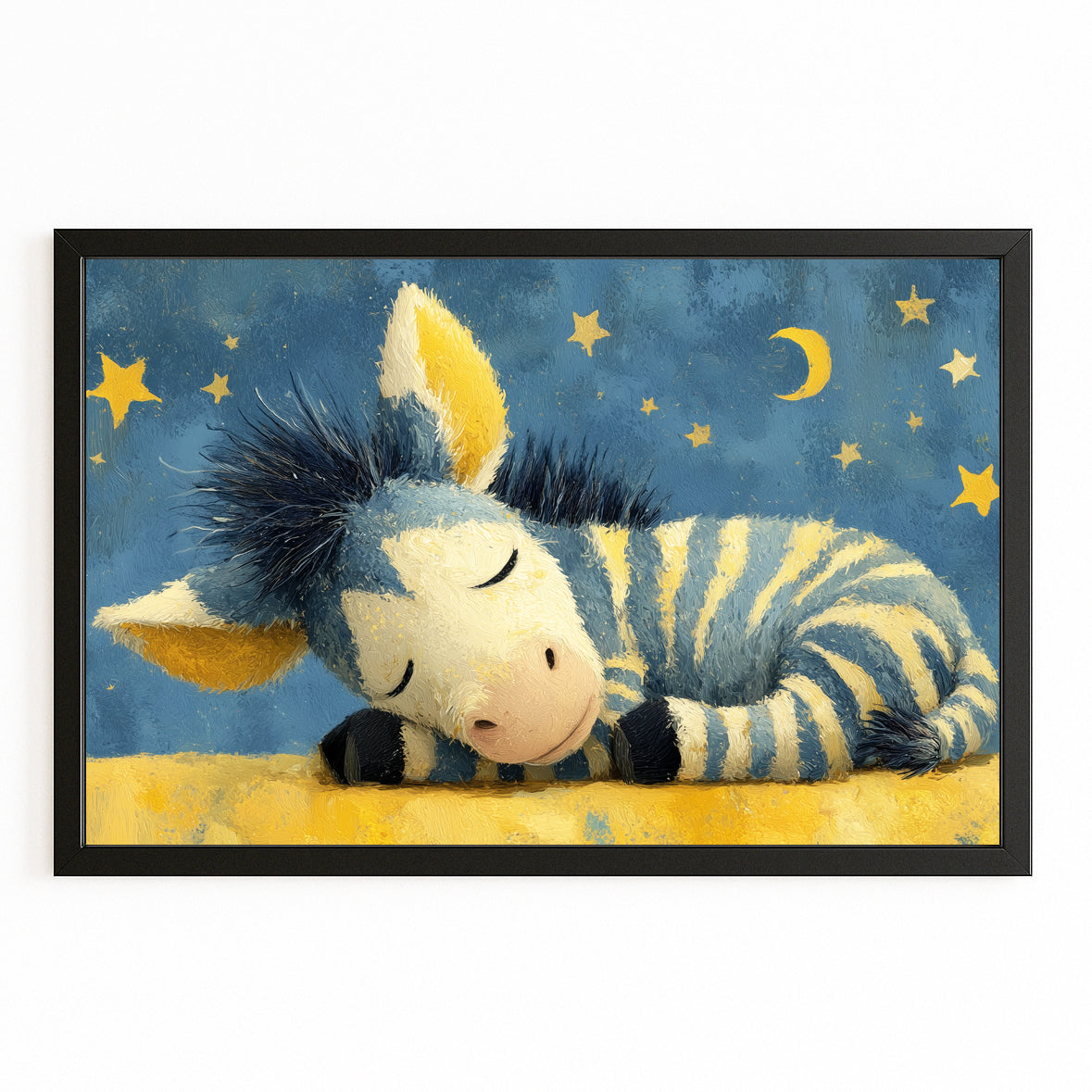 Kids Zebra Artwork – with Premium Black frame on white background