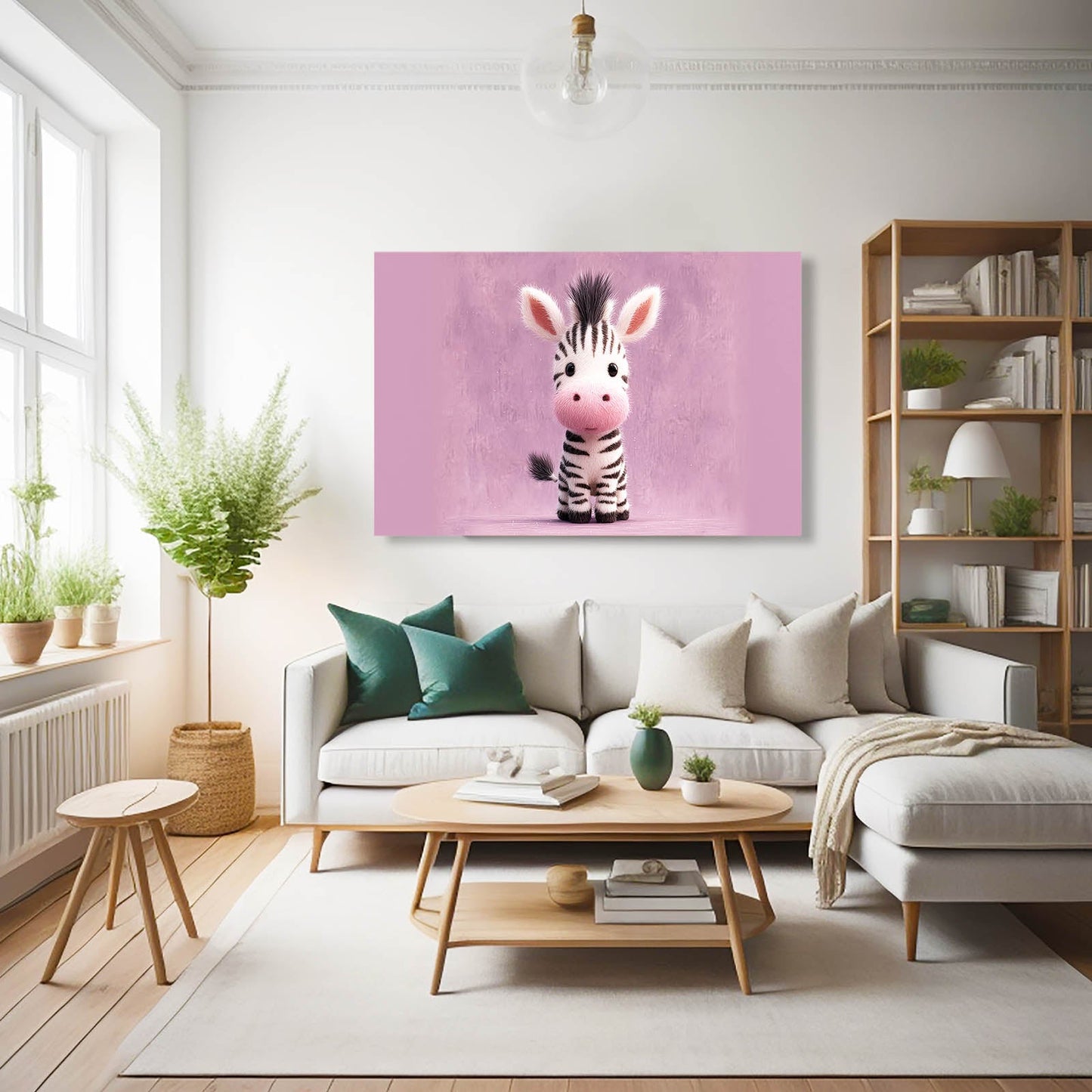 Kids Zebra Canvas Art – styled in a furnished interior