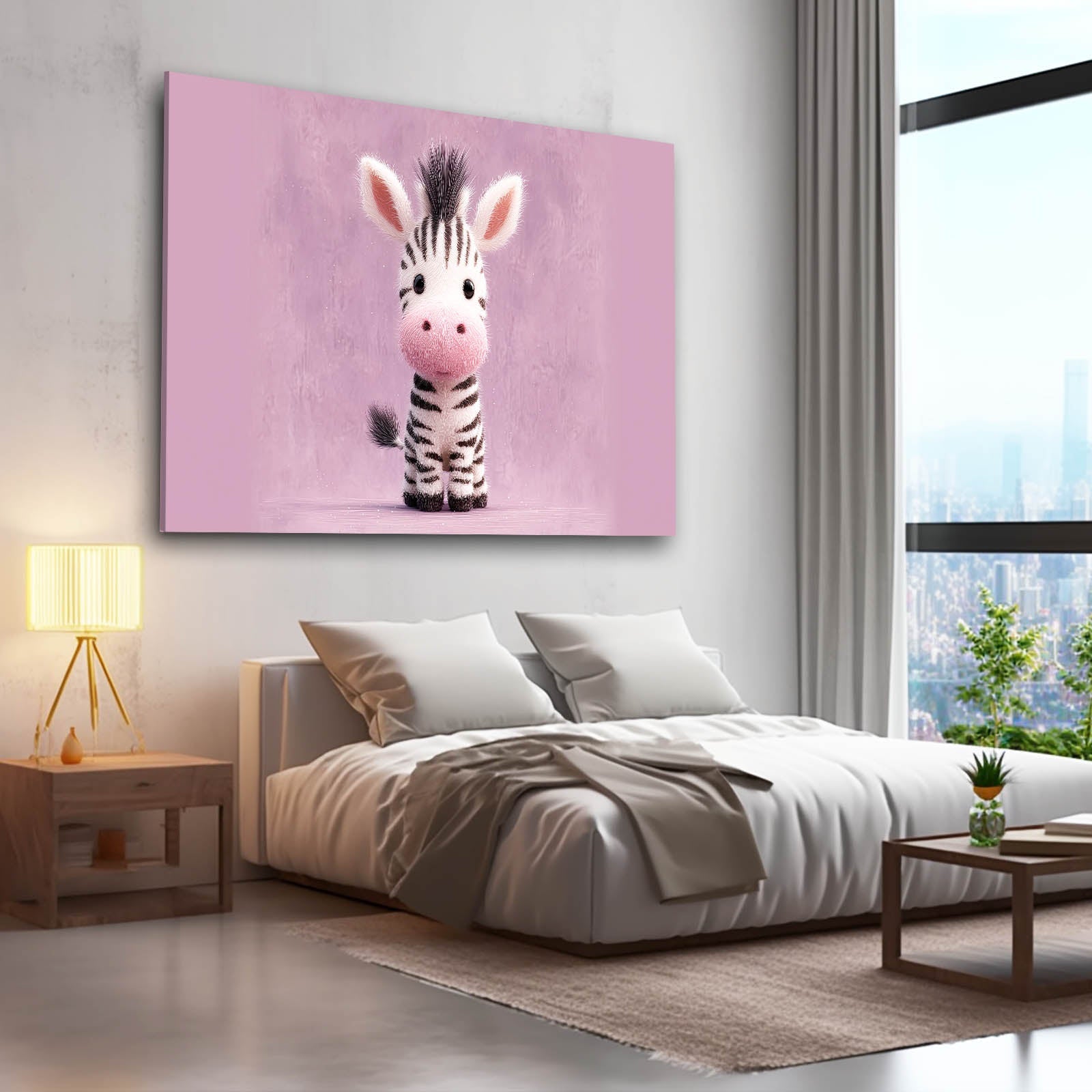 Kids Zebra Canvas Art – styled in a furnished interior