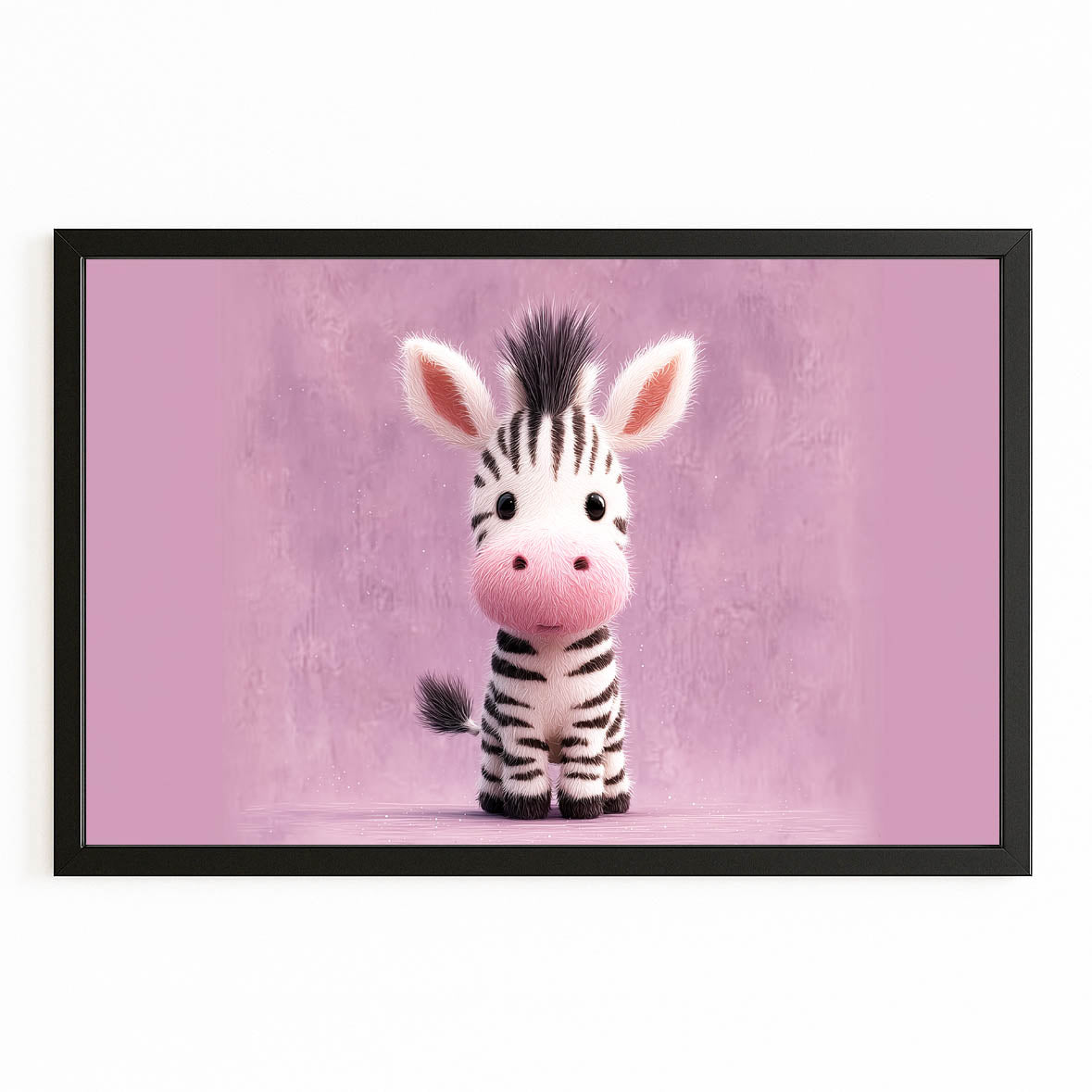 Kids Zebra Canvas Art – with Premium Black frame on white background
