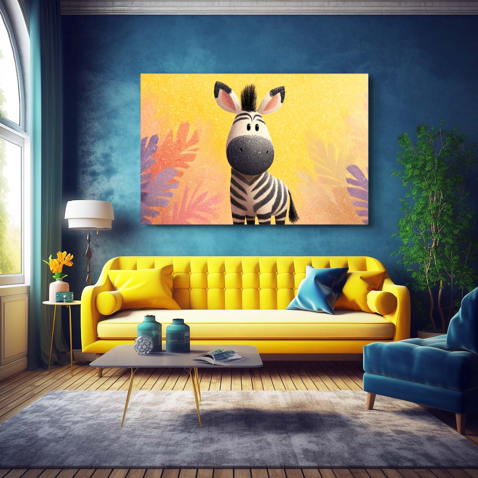 Kids Zebra Wall Art – styled in a furnished interior