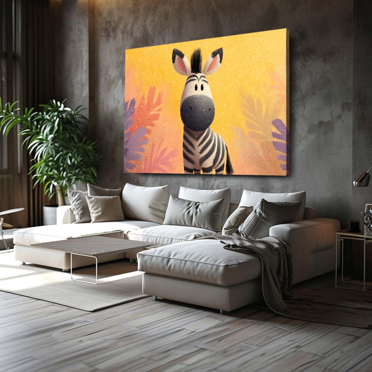 Kids Zebra Wall Art – styled in a furnished interior