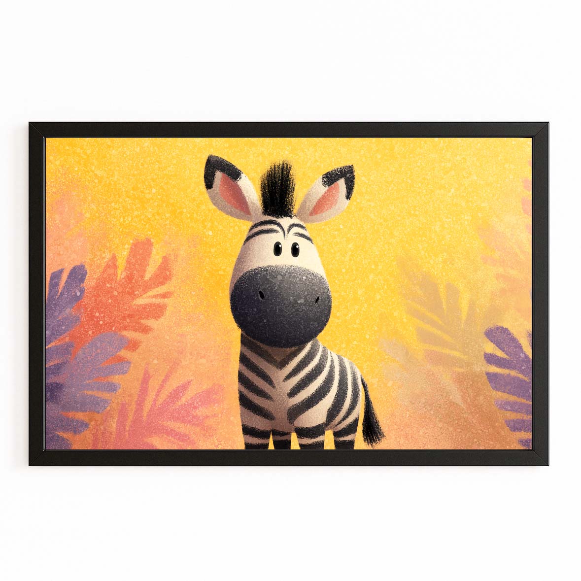 Kids Zebra Wall Art – with Premium Black frame on white background