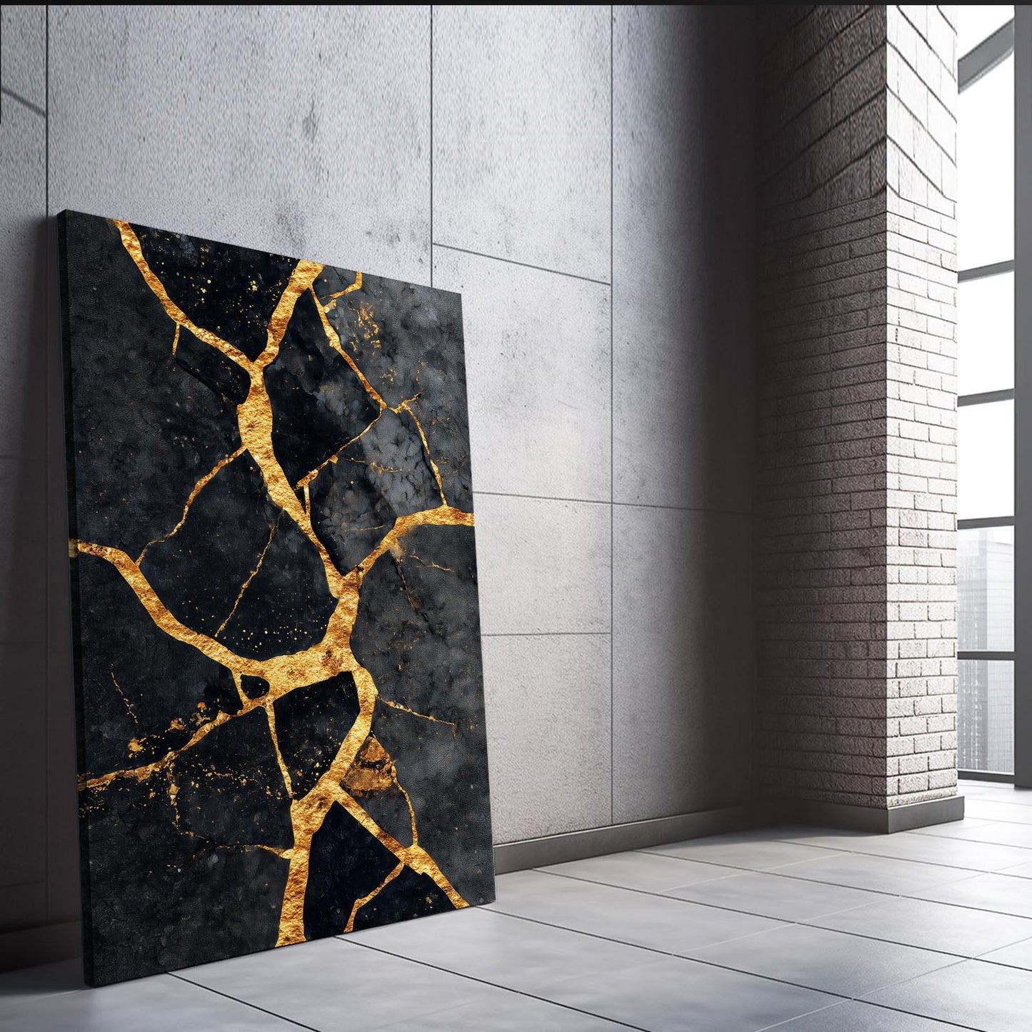 Kintsugi Gold Cracks Prints – styled in a furnished interior
