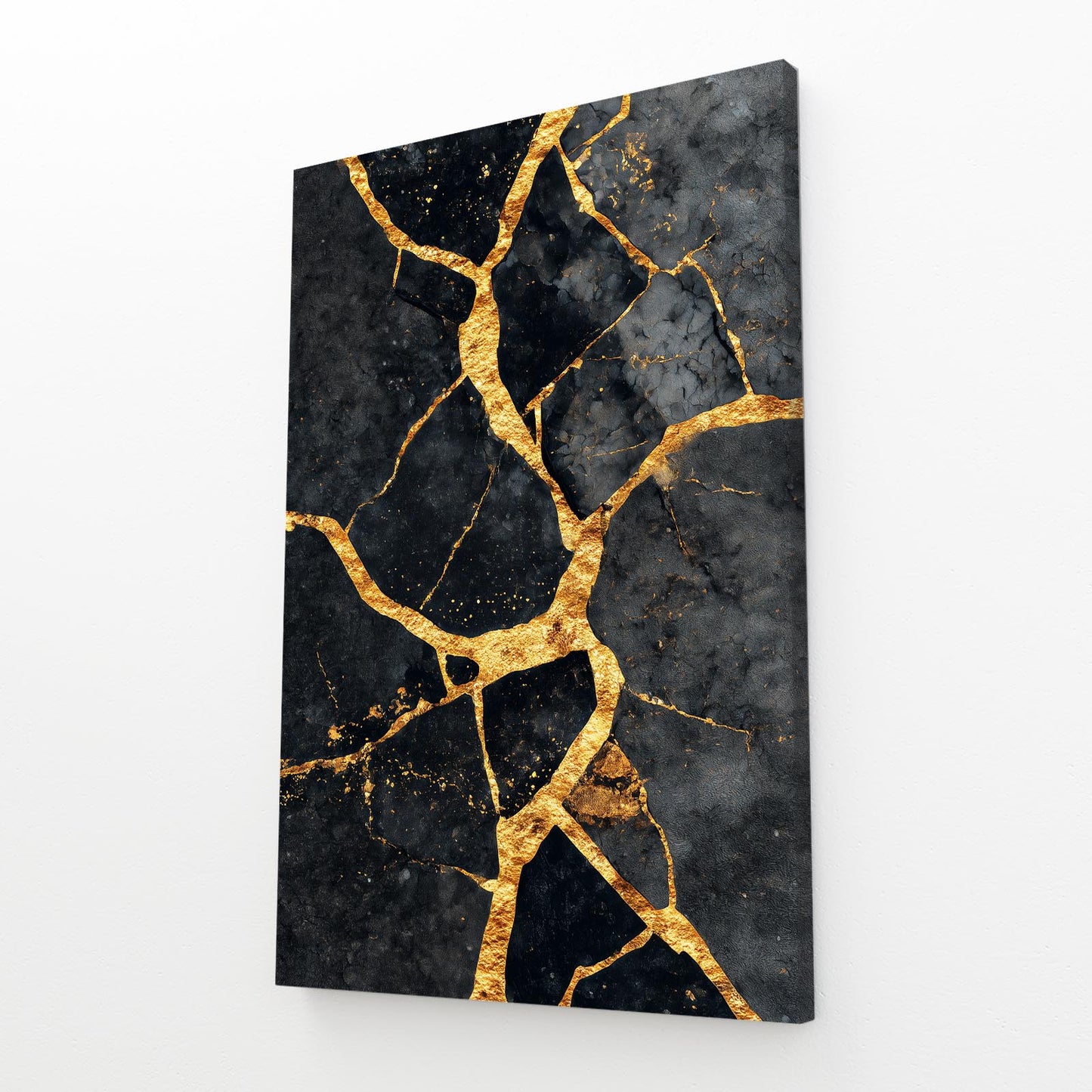 Kintsugi Gold Cracks Prints – angled canvas view on white background