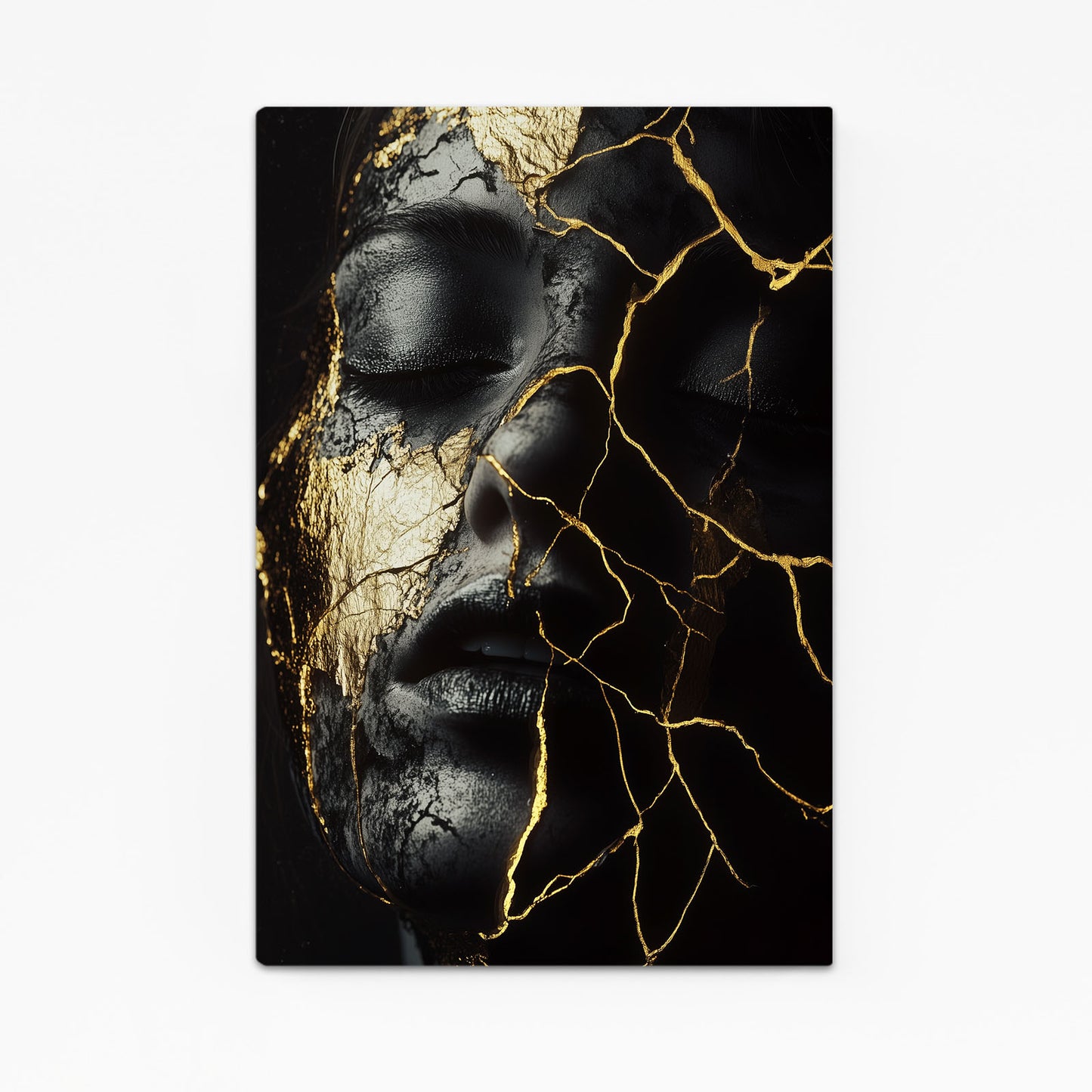 Kintsugi Gold Visage Abstract Prints – kintsugi gold visage abstract canvas print