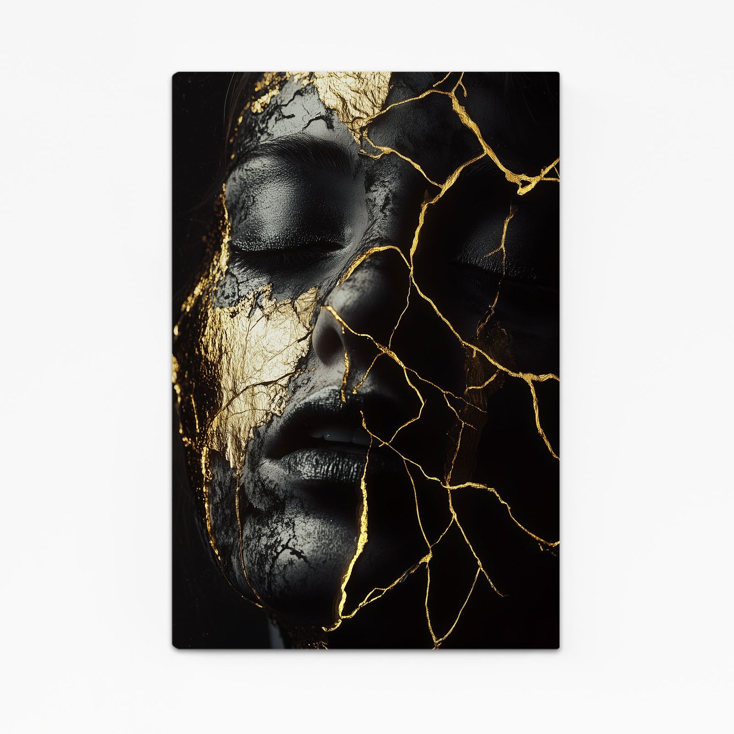 Kintsugi Gold Visage Abstract Prints — contemporary canvas print, canvas print on white background