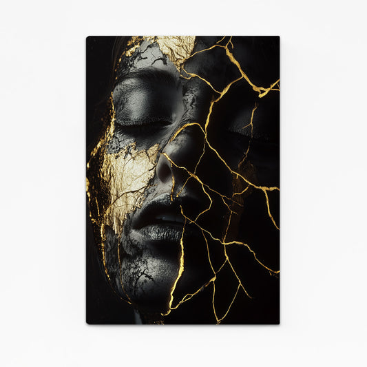 Kintsugi Gold Visage Abstract Prints – kintsugi gold visage abstract canvas print