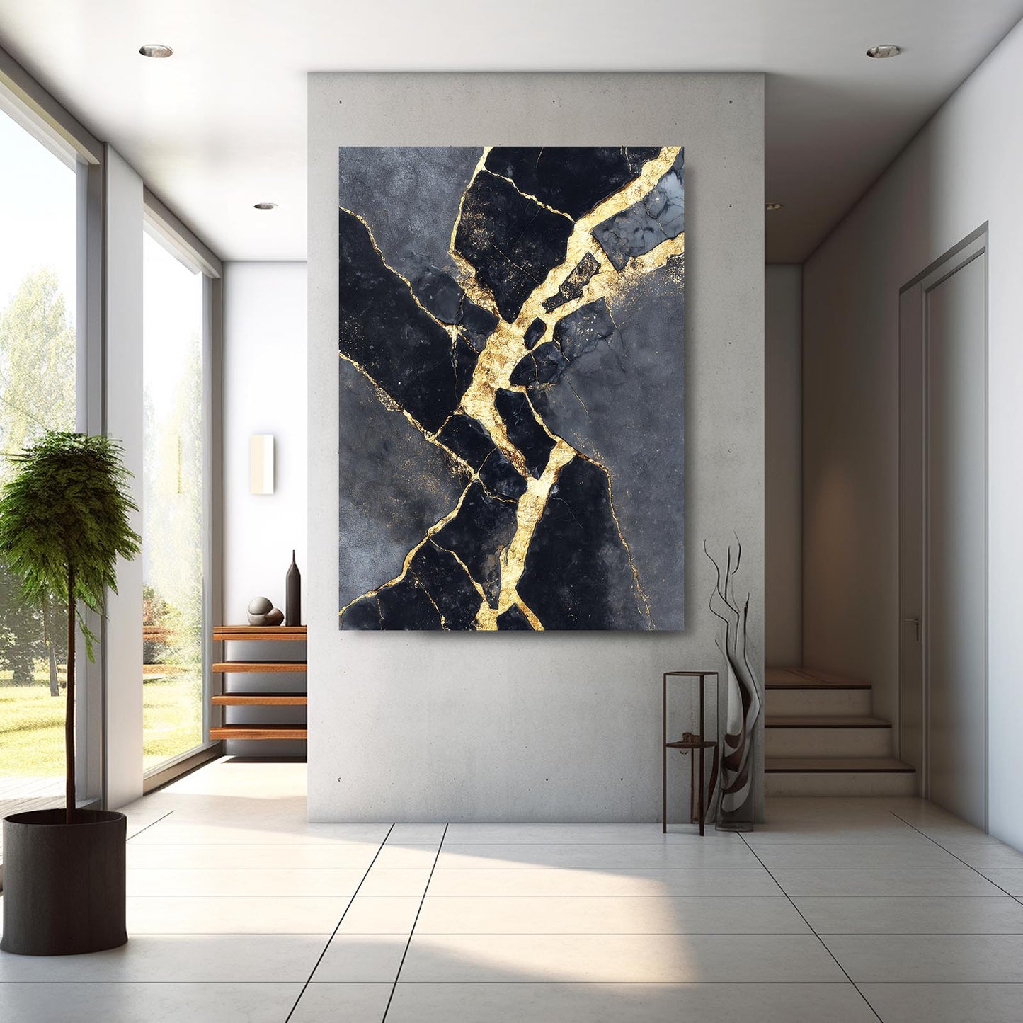 Kintsugi Marble Seam Gold Canvas – styled in a furnished interior