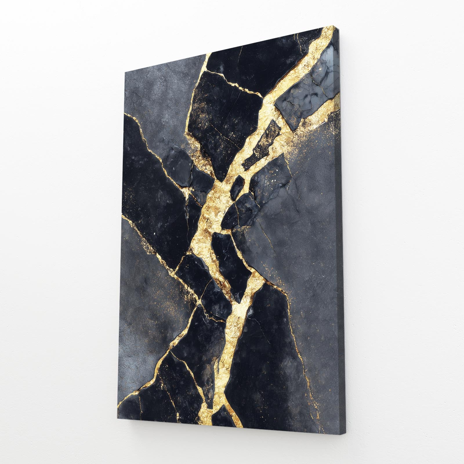 Kintsugi Marble Seam Gold Canvas – angled canvas view on white background