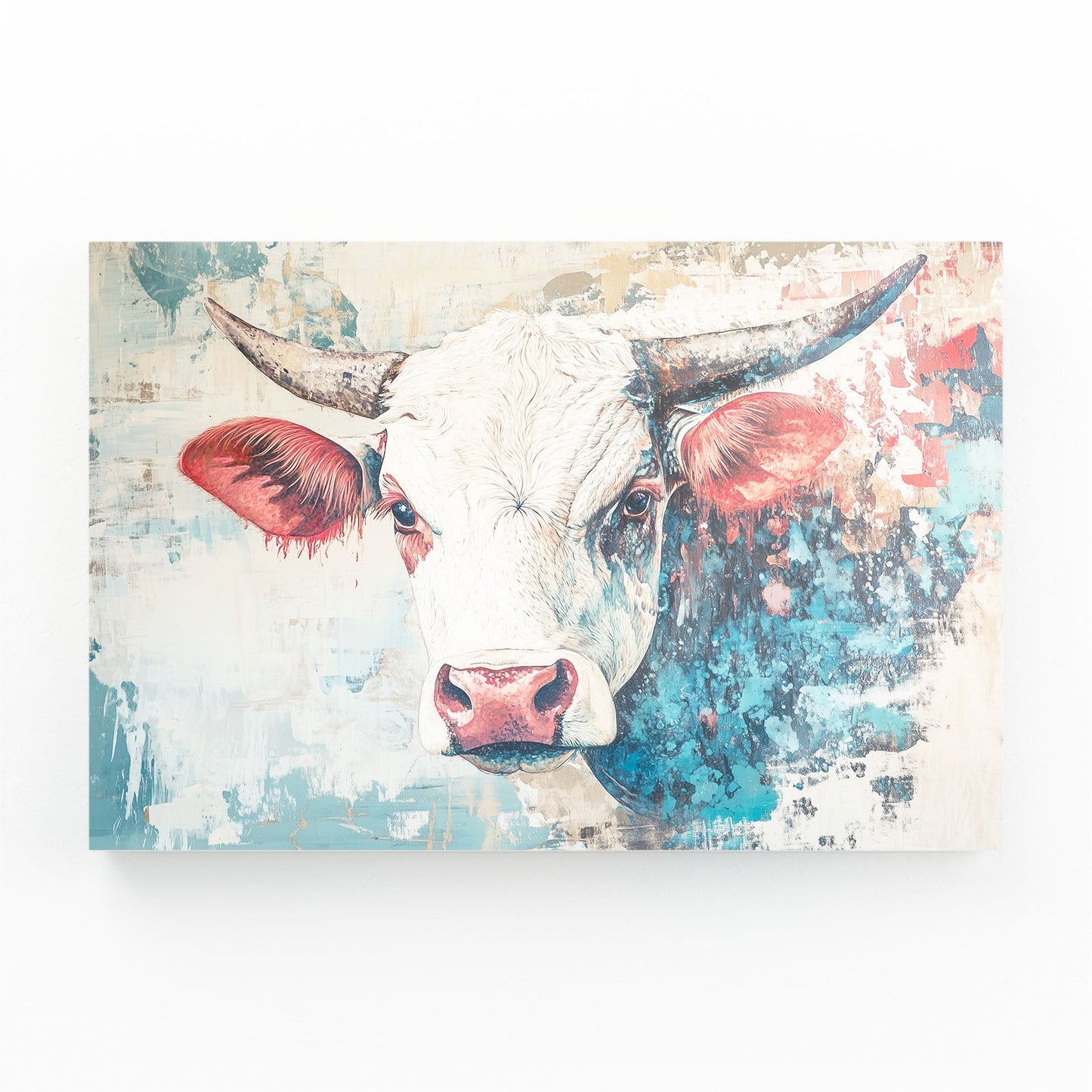 Kitchen Cow Art – angled canvas view on white background