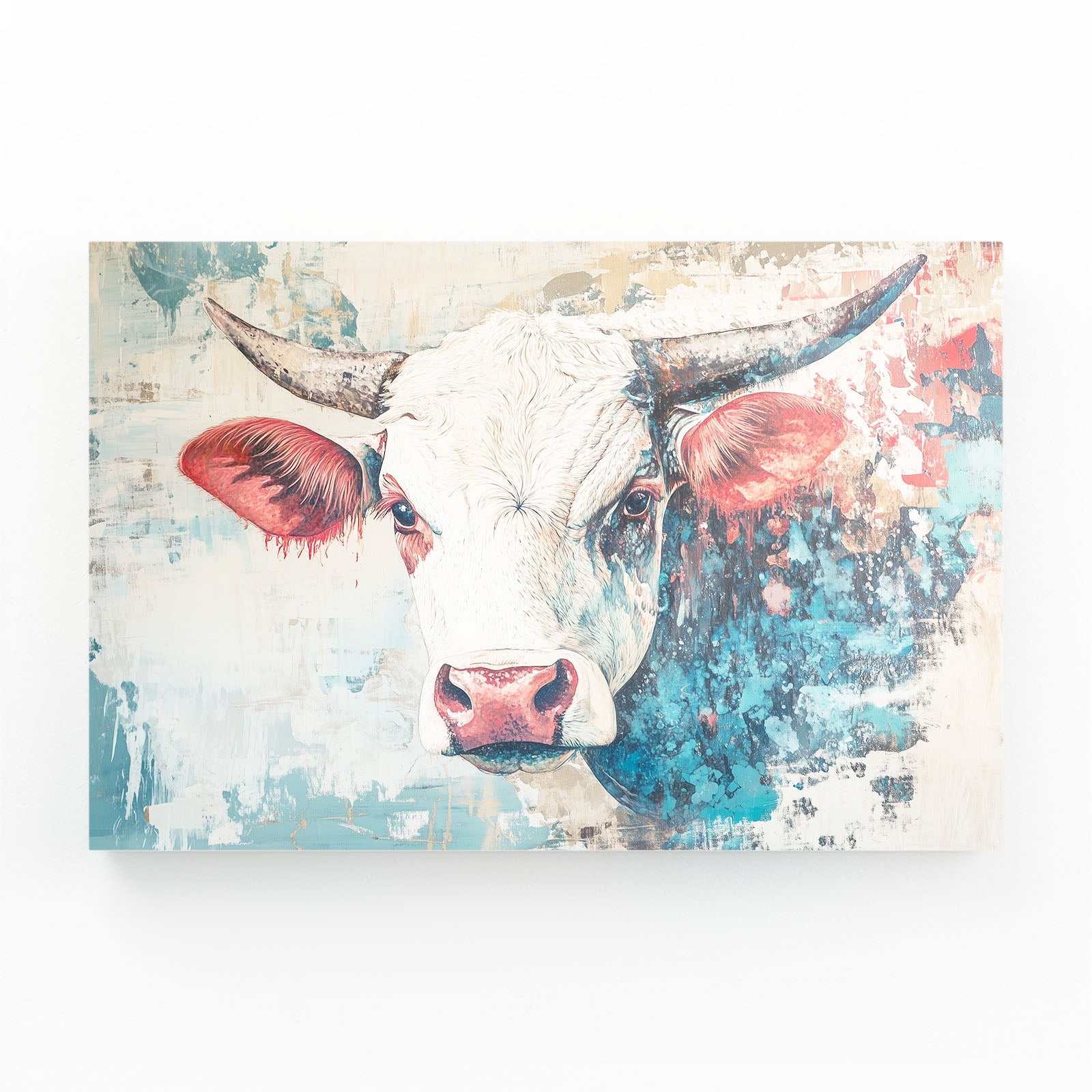 Kitchen Cow Art – angled canvas view on white background
