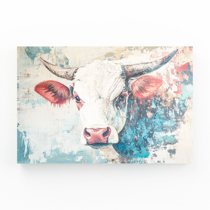 Kitchen Cow Art – angled canvas view on white background