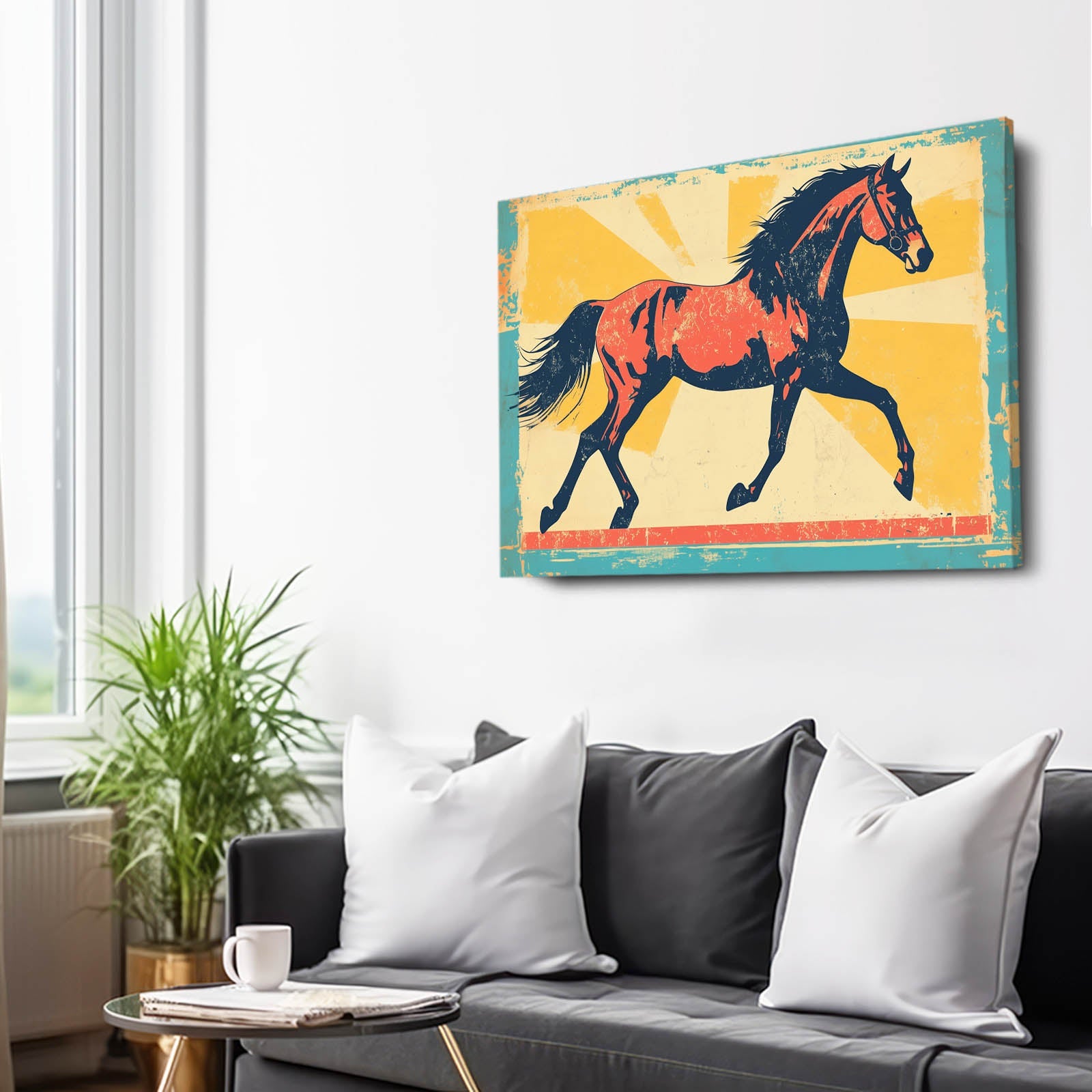 Kitchen Horse Canvas – angled canvas view on white background