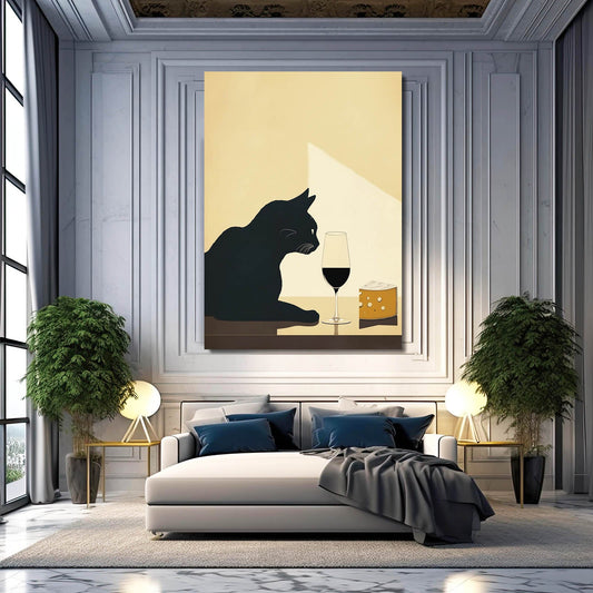 Kitchen Wall Art Cat — contemporary canvas print in white tones, view 3