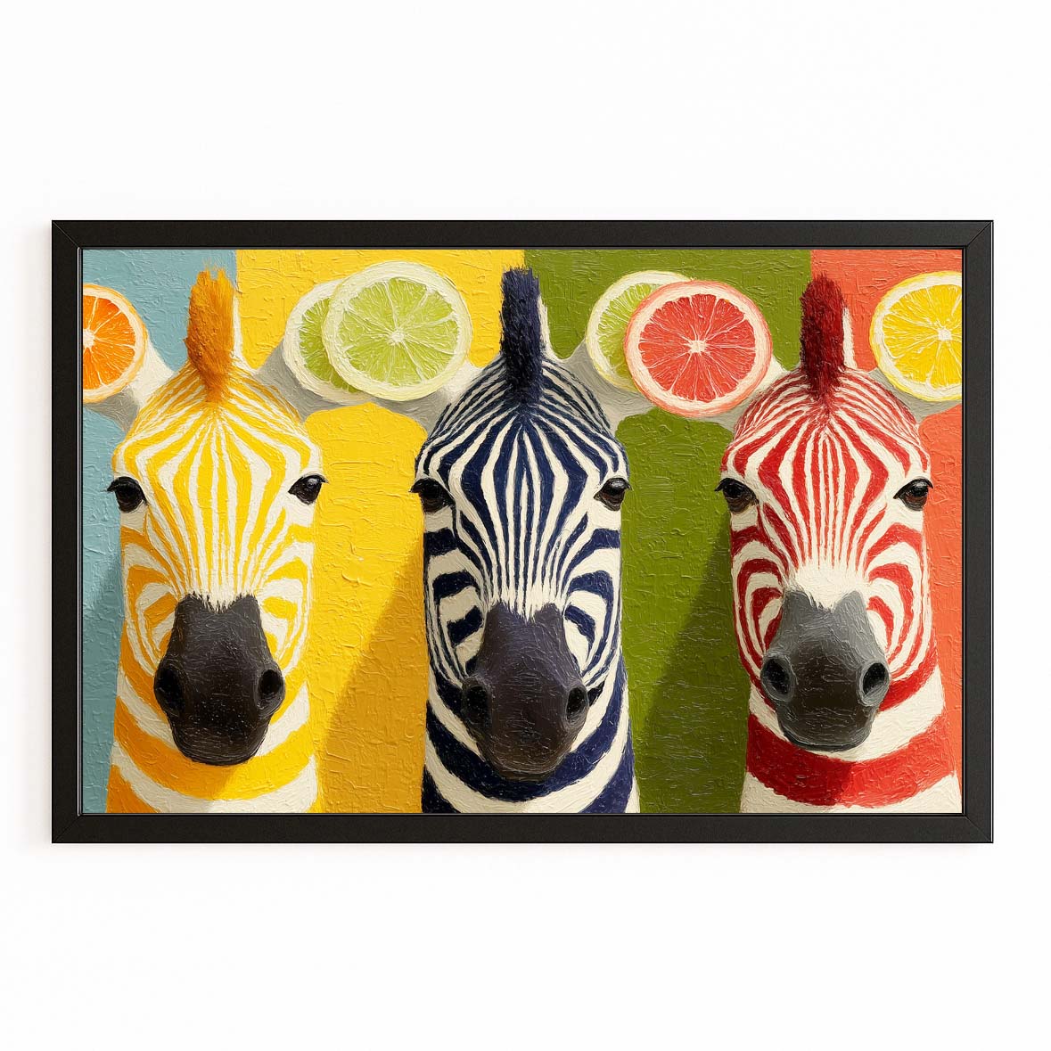 Kitchen Zebra Art – with Premium Black frame on white background