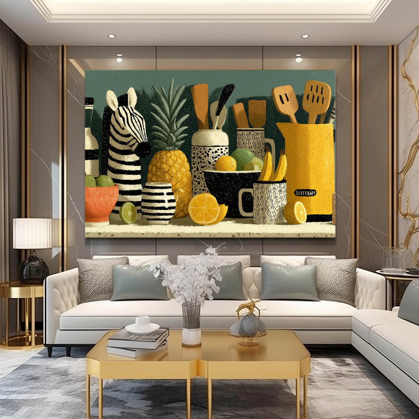 Kitchen Zebra Wall Art – styled in a furnished interior