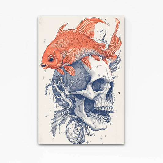Koi Ink Skull Canvas Art — contemporary canvas print, canvas print on white background