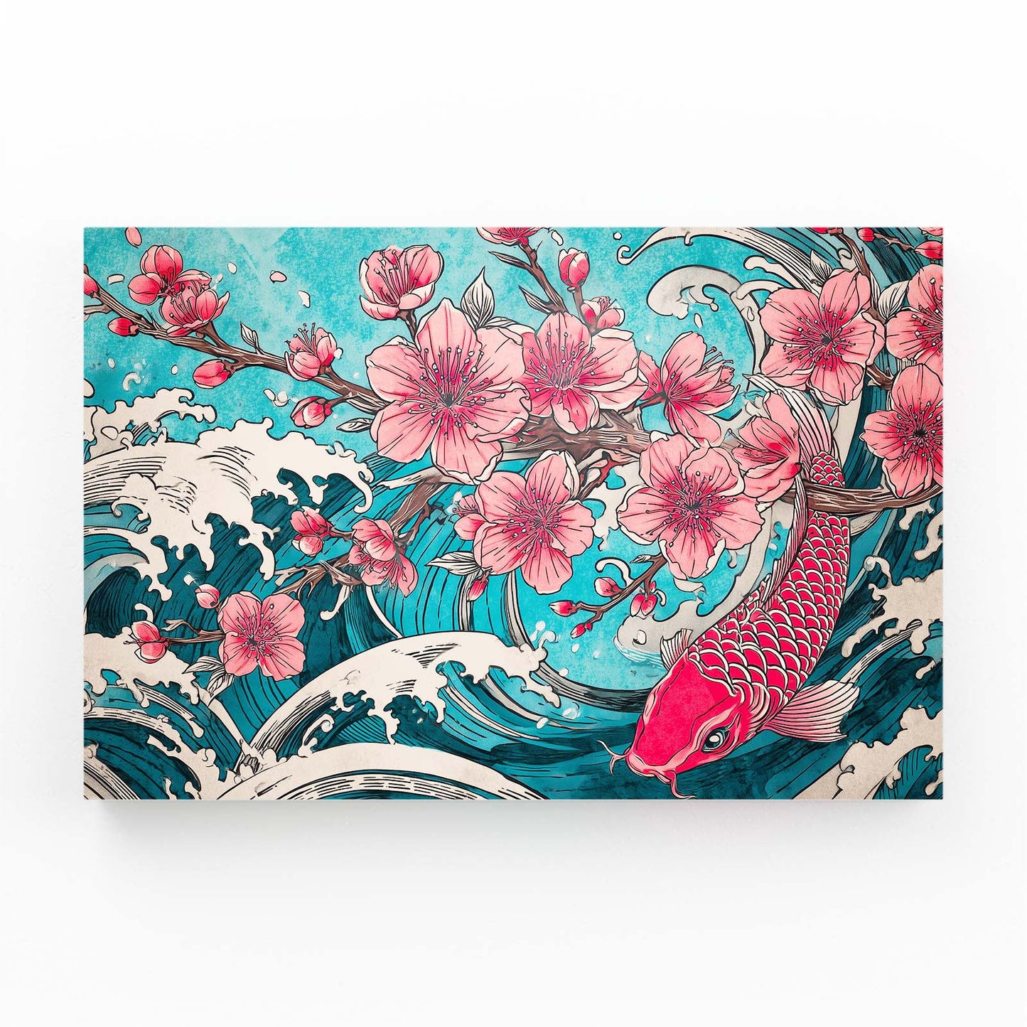 Koi Wave Petals Cherry Blossom Wall Decor – koi wave petals cherry blossom canvas print
