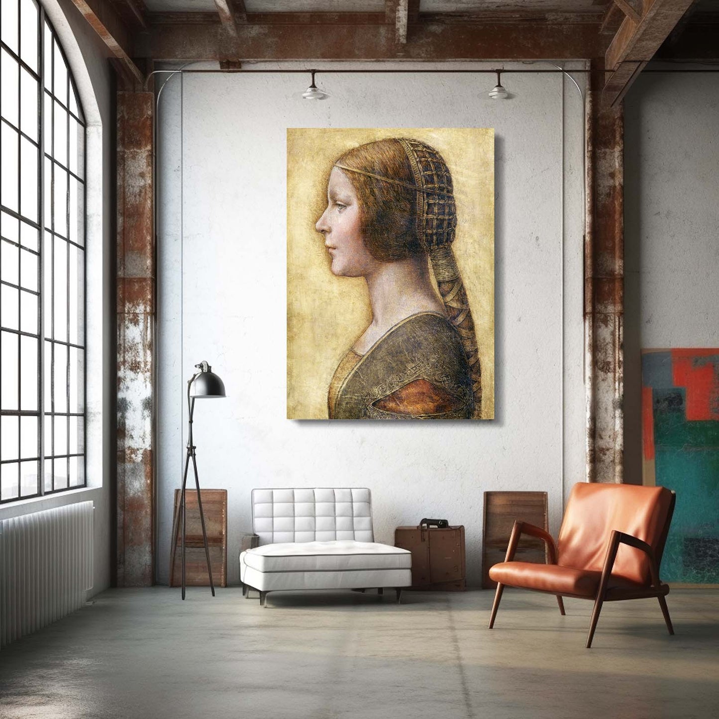 La Bella Principessa Da Vinci Canvas Art – styled in a furnished interior