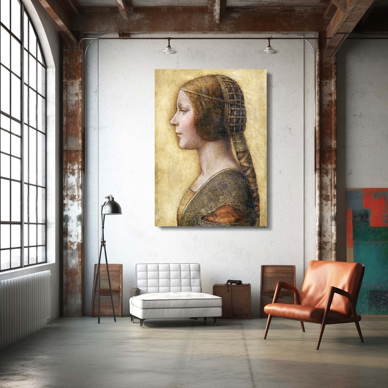 La Bella Principessa Da Vinci Canvas Art – styled in a furnished interior