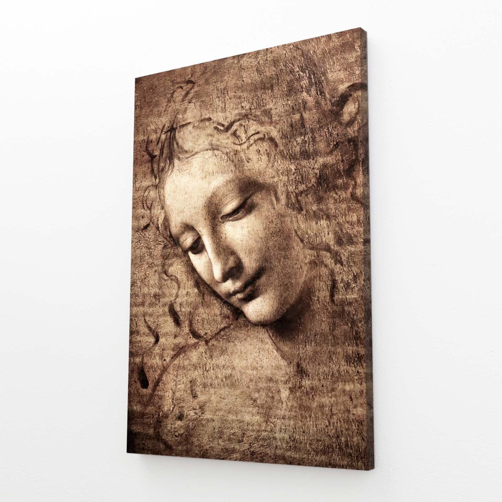 La Scapigliata Da Vinci Art – angled canvas view on white background