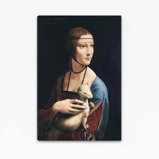 Lady With An Ermine Da Vinci Art — realism canvas print, with Premium Black frame on white background