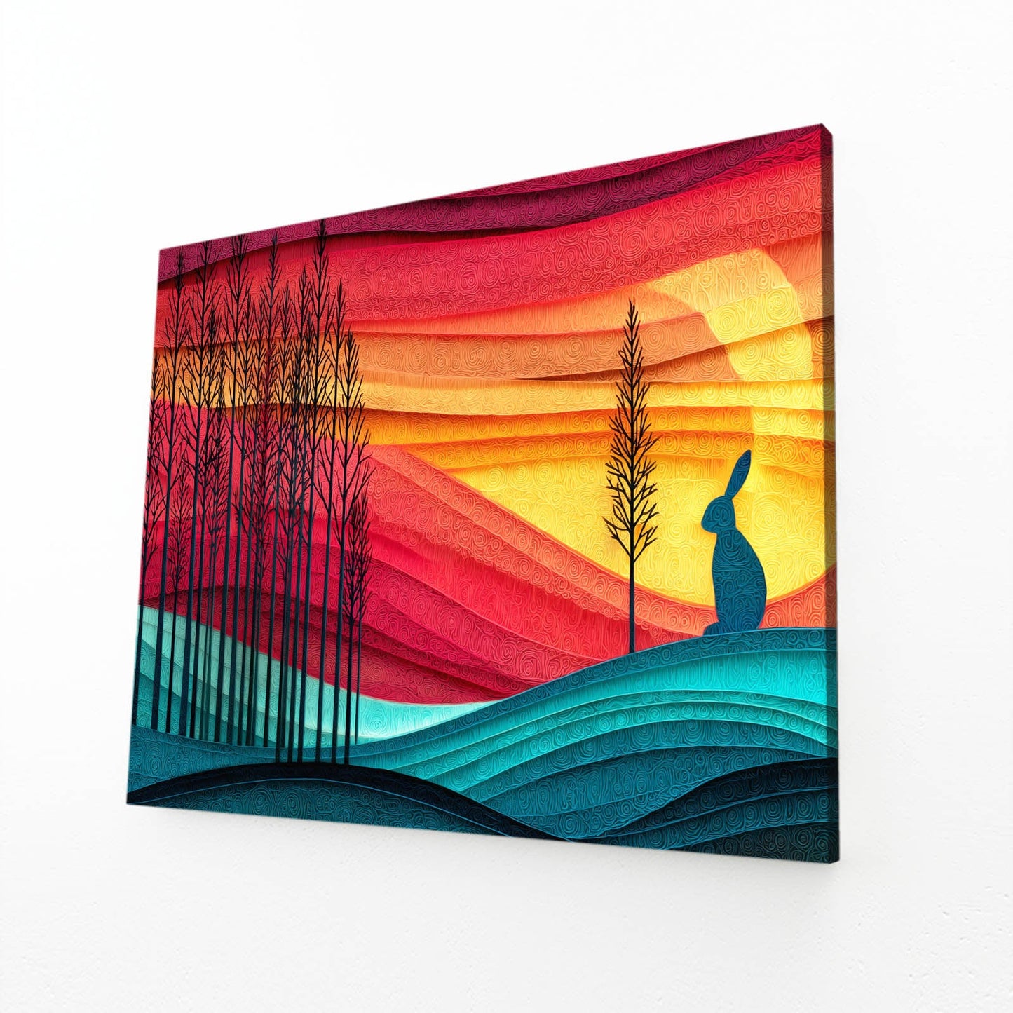 Landscape Bunny Wall Art – angled canvas view on white background