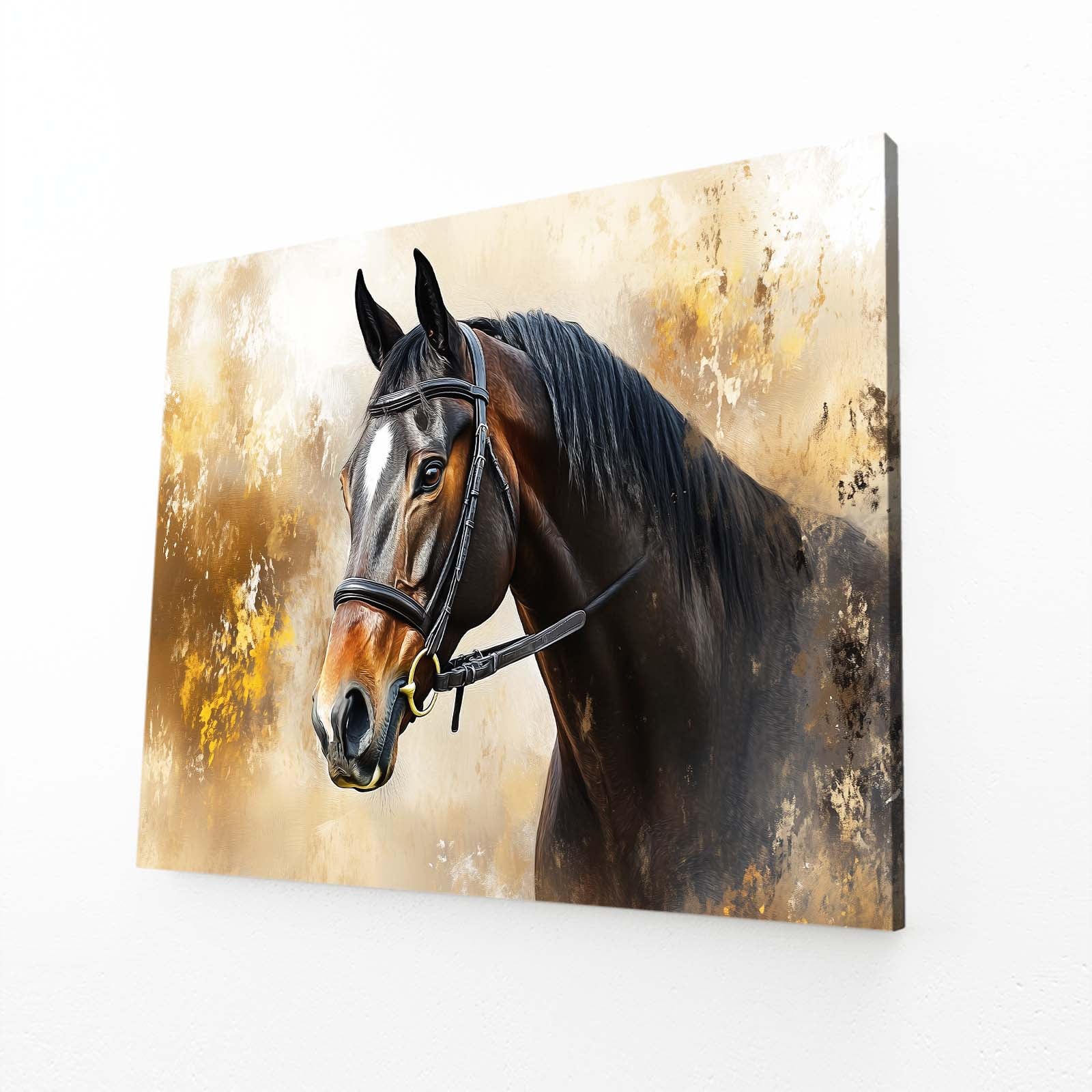 Landscape Horse Wall Art – angled canvas view on white background
