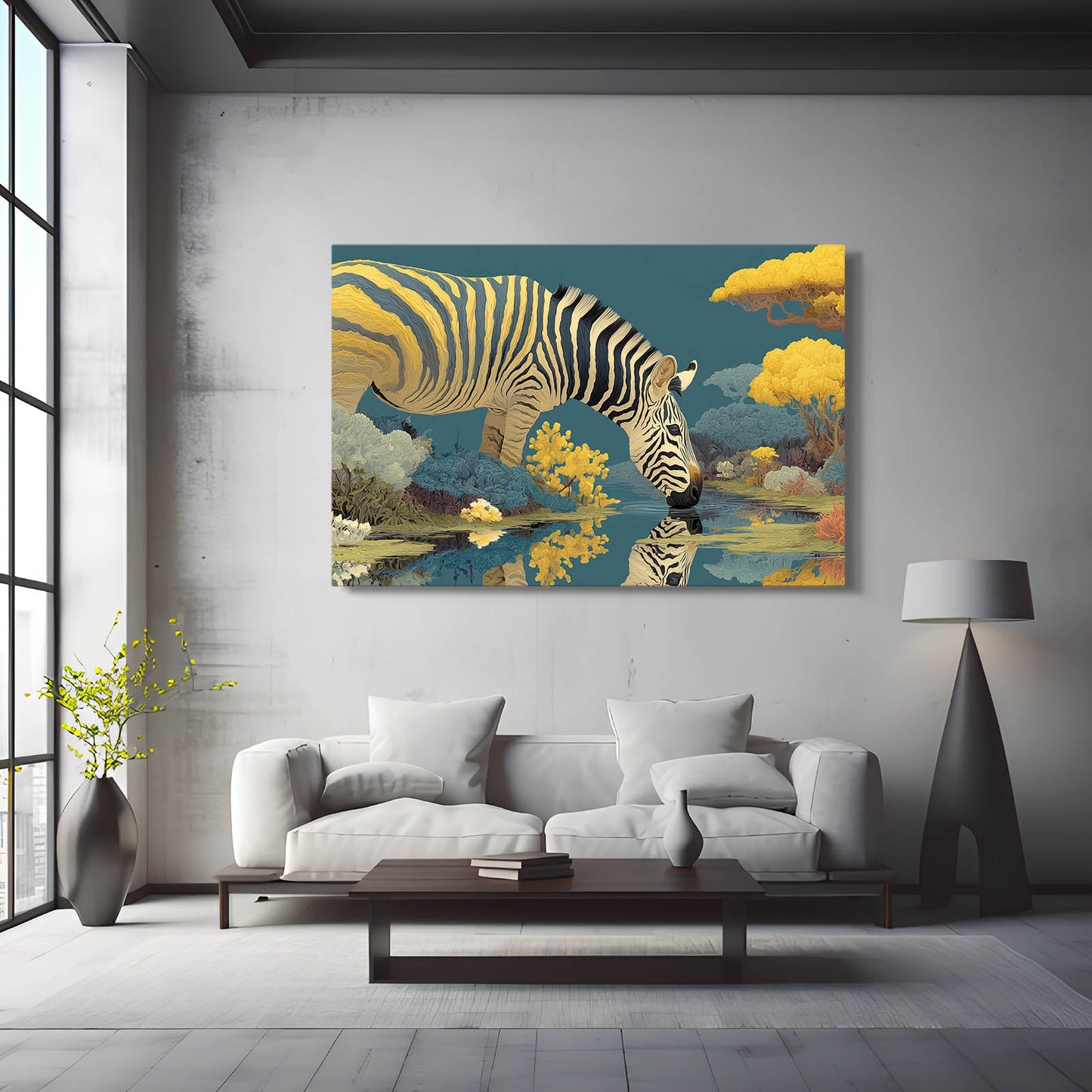 Landscape Zebra Canvas – styled in a furnished interior