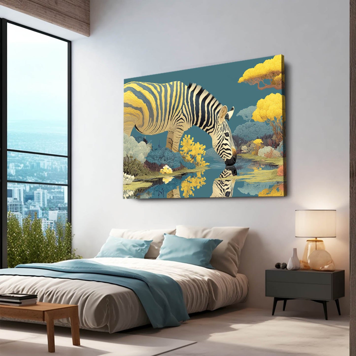 Landscape Zebra Canvas – styled in a furnished interior