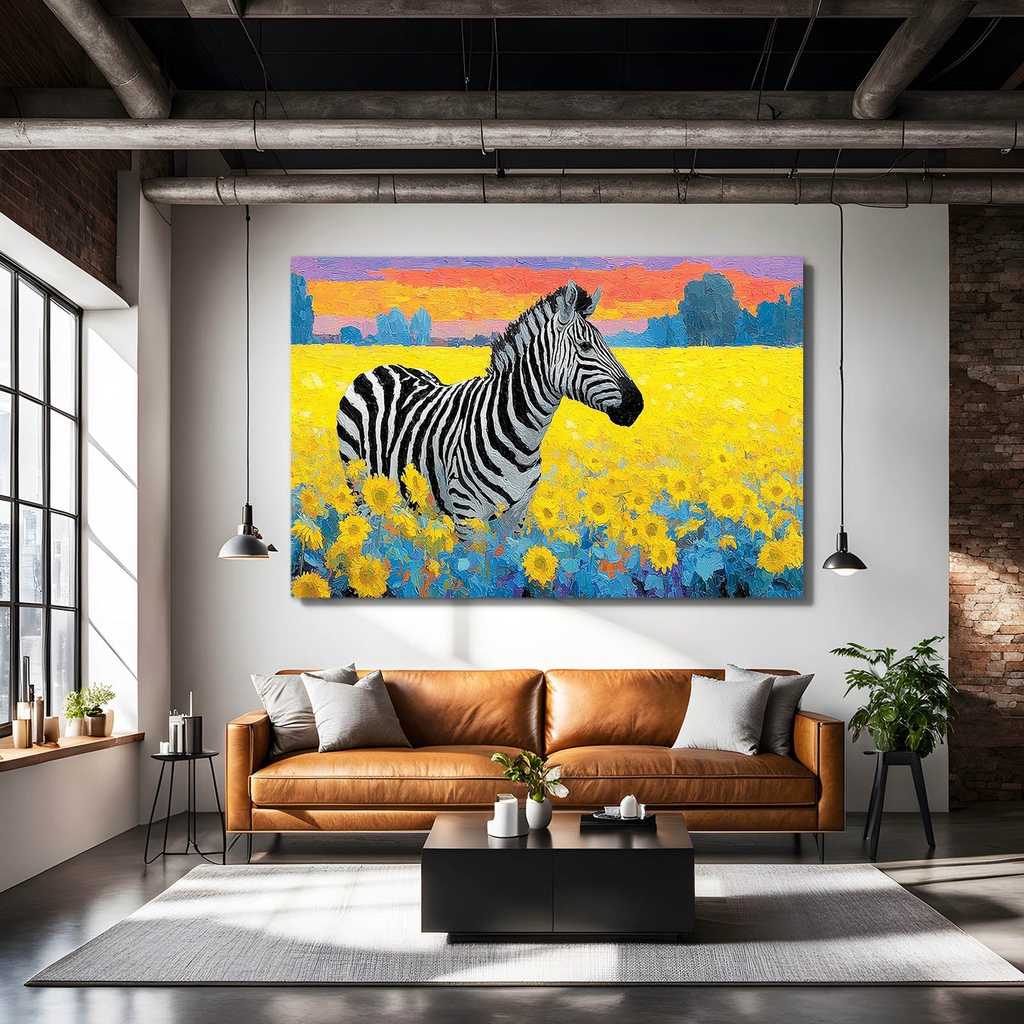 Landscape Zebra Wall Art – styled in a furnished interior