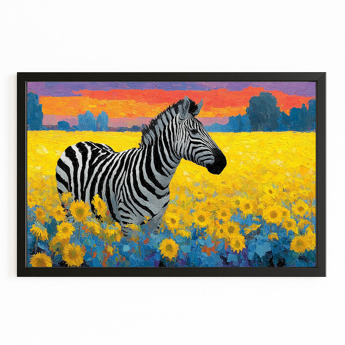 Landscape Zebra Wall Art – with Premium Black frame on white background