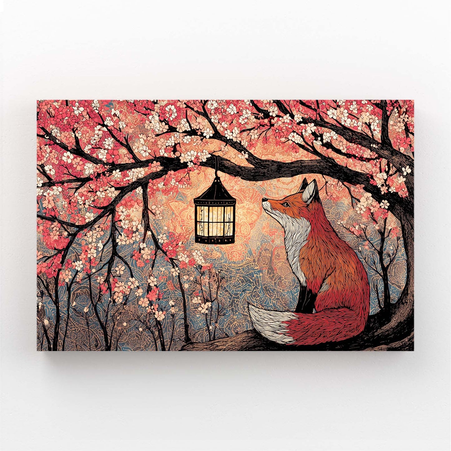 Lantern Fox Cherry Blossom Canvas – lantern fox cherry blossom canvas print