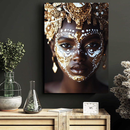 Large African Wall Art Portait — african art canvas print in brown tones, view 4