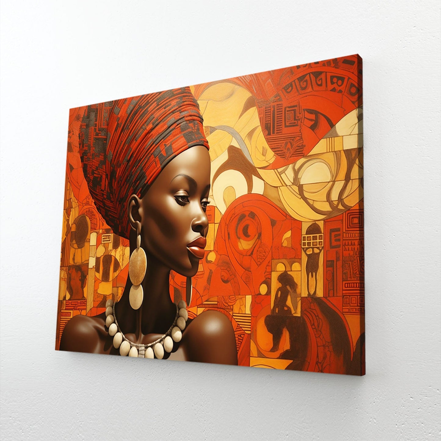 Large African Wall Art — african art canvas print in orange tones, view 2