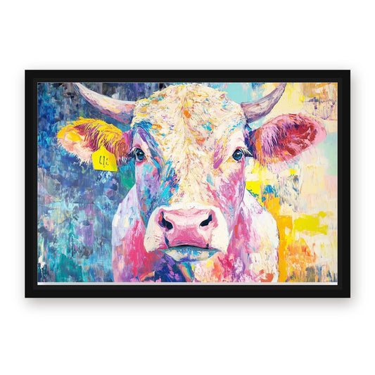 Large Cow Canvas Art – with Premium Black wood frame