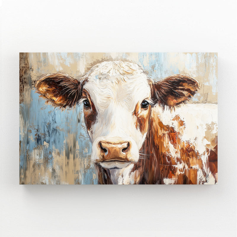 Large Cow Wall Art – angled canvas view on white background